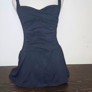 Rose Marie Reid Black Swimsuit One Piece Swim Dress Modest Minimalist